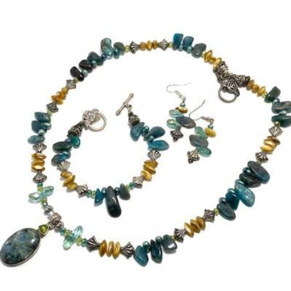 Handmade Jewelry Set by Surdigirl - Blue/Green Kyanite, Apatite